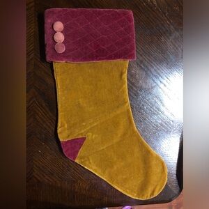 Christmas Stocking Gold and burgundy Velvet Fabric